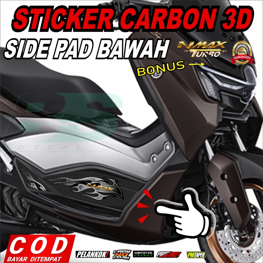 Striping STICKER VINYL PROTECTIVE SIDE PAD / DECKPAD NMAX TURBO/NEO 2024/2025 CODE B001 MATERIAL สติ๊กเกอร์ไวนิลไม่ใช่ยาง FIRE MOTIF