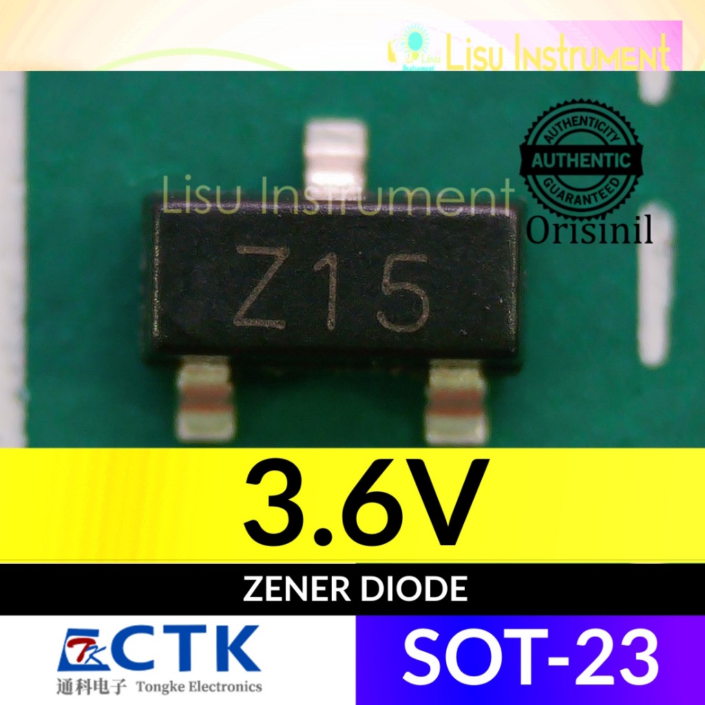 BZX84C3V6 3.6V Z15 300mW 0.3W Zener Diode SOT-23 CTK Electronics