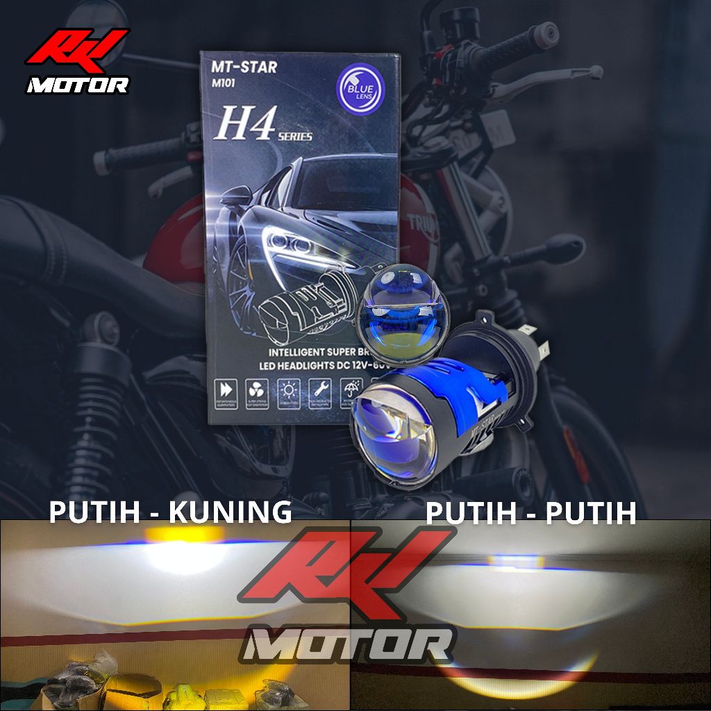 ต้นฉบับ MT STAR MP3 SOCKET H4 MINI PROJECTOR เลนส์คู่ตัด OFF PNP BLUE LENS