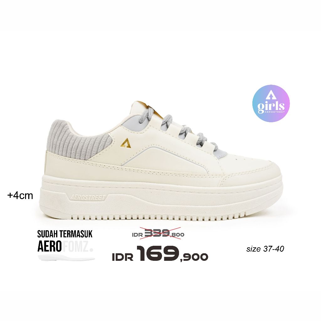 Aerostreet Olivia 37-40 Natural Light Grey - รองเท้าผ้าใบผู้หญิง