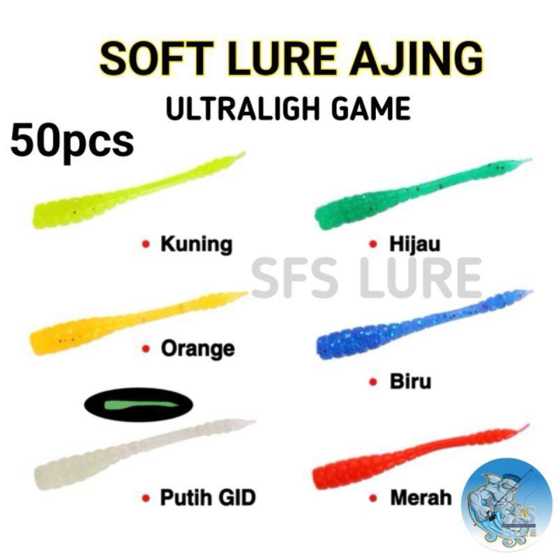 50pcs Soft Lure Ajing เหยื่อตกปลาหัวจิ๊กยางซิลิโคน ultraligt เกม sof lur soft Lure ajing หางเหยื่อตก