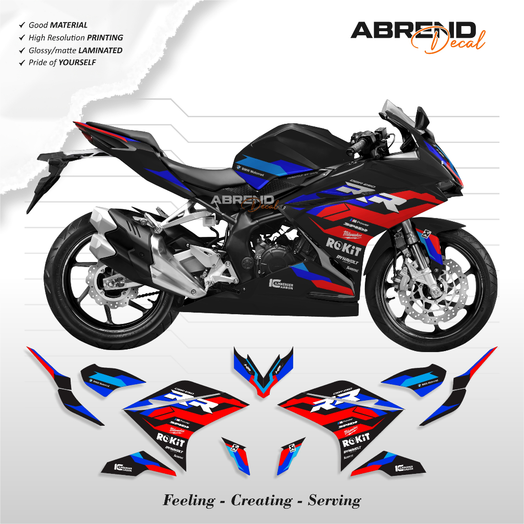 STRIPING CBR 250 RR BMW ROKIT / TRI COLOR / สติ๊กเกอร์ CBR 250RR OLD / STOCK DECAL / LIST 250 AXEDEC