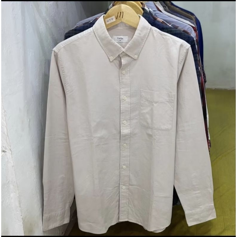 เสื้อเชิ้ตผู้ชาย KEMEJA TopTen Oxford Cream