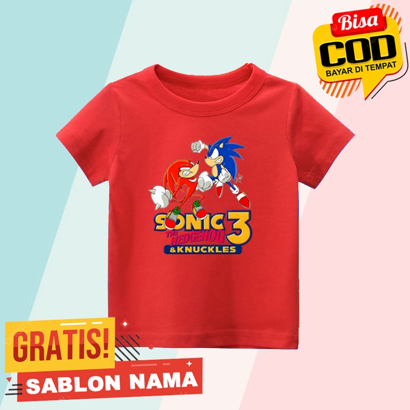 เสื้อยืดเด็ก Sonic The Hedgehog & Knuckles / เสื้อยืดเด็กชายและเด็กหญิงชื่อที่กําหนดเอง Sonic The He