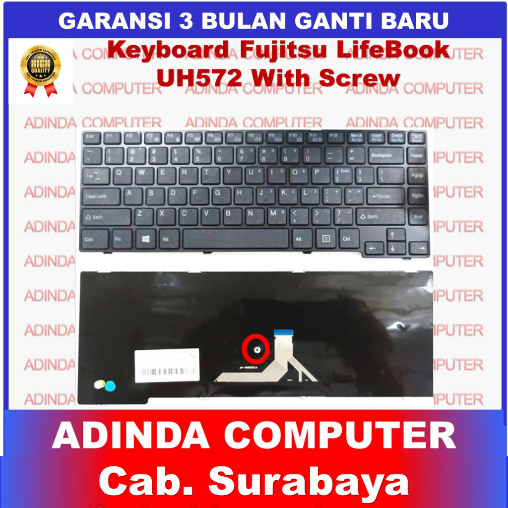 Fujitsu LifeBook UH572 UH552 U536 คีย์บอร์ดพร้อมสกรูกรอบ