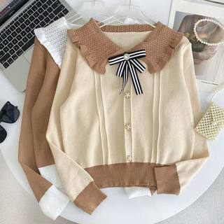 GS - BLOUSE Rajut Wanita PREMIUM Terbaru | Atasan Model Kerah Baby Sailor Korean Style Kancing Variasi Pita Top Knit Wear