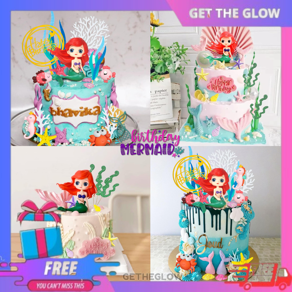 Ariel Mermaid Cake Topper / Princess Ariel Miniature Cake Decorative / Cute Mermaid Motif / Mermaid 