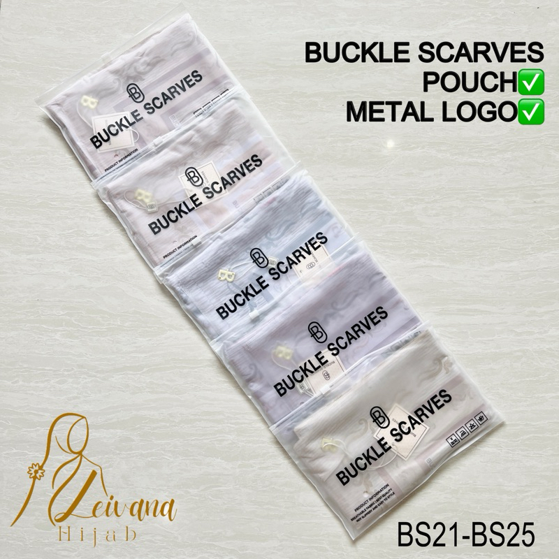 HIJAB BUCKLE SCARVES SQUARE MOTIF | ซองฟรี | โลโก้โลหะ | BS21-BS25