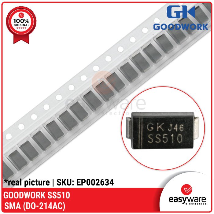 ไดโอด SS510 SMA ไดโอด Schottky SS510 DO-214AC 100V 5A SBD ไดโอด