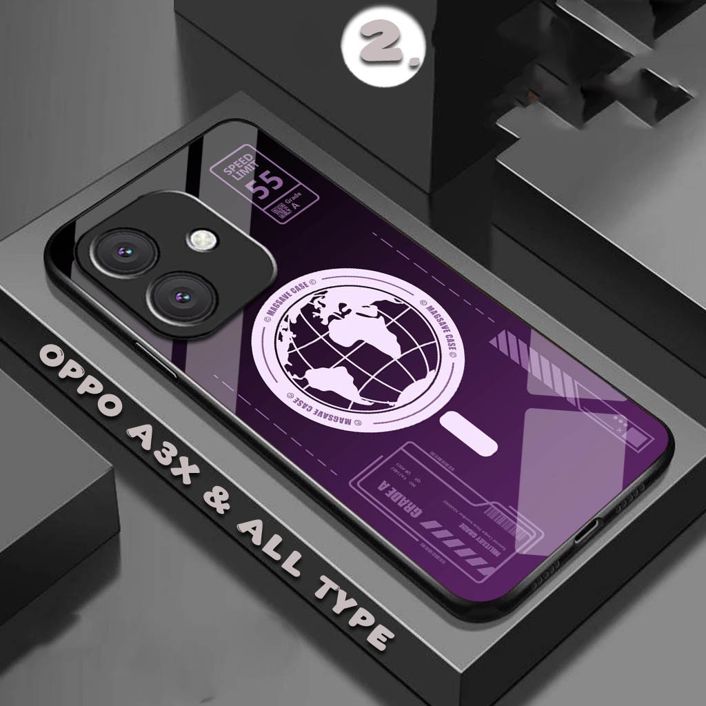 HP [FK-123] Softcase Glossy Glass Acrylic Glass Shiny Silicone For - Oppo A3x Case - เคสโทรศัพท์ Opp