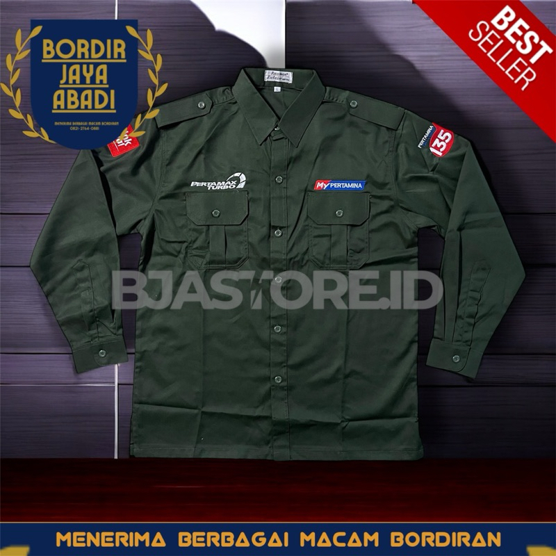 HIJAU KEMEJA My Pertamina Shirt My Pertamina Army Green Work Uniform