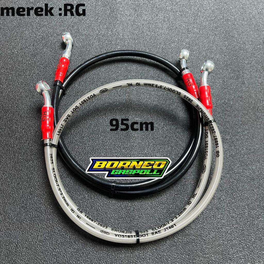 ท่อเบรคหน้า RG ความยาว 95 ซม. Variation Universal BLACK SILVER RG RACING