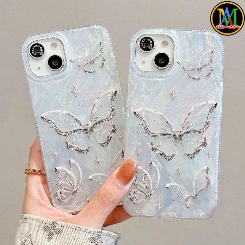 M052 กรณีพ่อ HOLOGRAM SILVER BUTTERFLY XIAOMI REDMI 9A 9C 10A 10C 11A 12 12C 13 13C 13X A1 2022 A2 2