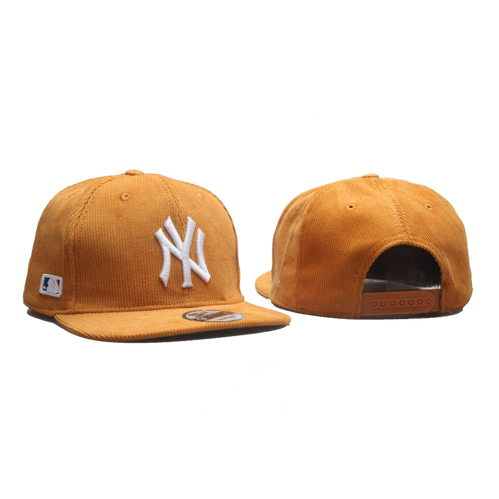 NY New York Yankees Corduroy Mustard Yellow Under Visor หมวกเย็บปักถักร้อย Snapback สีเขียว