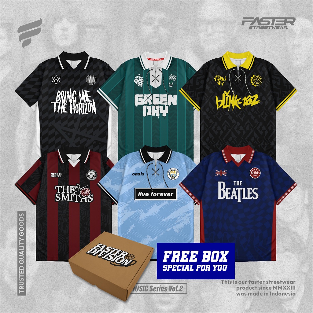 Bmth Oasis Blink Greenday The Smith The Beatles Premium Band Vintage Jersey - FASTER DIVISION