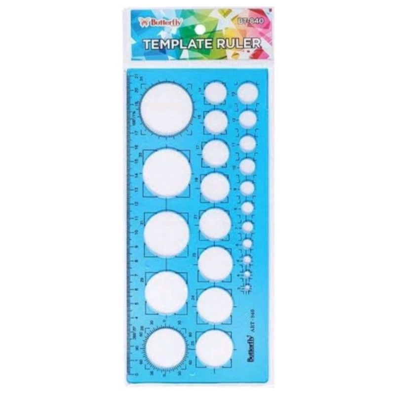 ไม้บรรทัดผีเสื้อวงกลมแม่พิมพ์ บาท-840 ไม้บรรทัดผีเสื้อพลาสติก (1 ชิ้น)