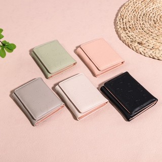Dompet Lipat Wanita Motif Beruang Pendek Fashion Women Trifold Wallet Simple Lucu Cantik Embos Beruang - Makinfshion