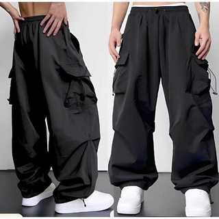 Celana Cargo Pria Panjang Model Terbaru High Waist Korean Stail Casul Tali Serut Pinggang Karet (sandigo_fashion)