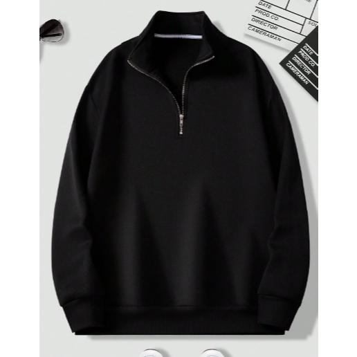 PLAIN RUGBY HALFZIP ZIPPER COLLAR POLO SWEATER UNISEX