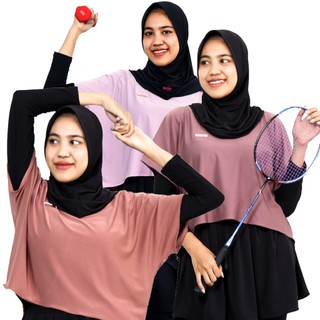 Setelan baju Olahraga 3in1 Crop Legging Rok Manset Baju Sport Muslim Panjang Wanita Senam Lari Yoga Zumba Renang