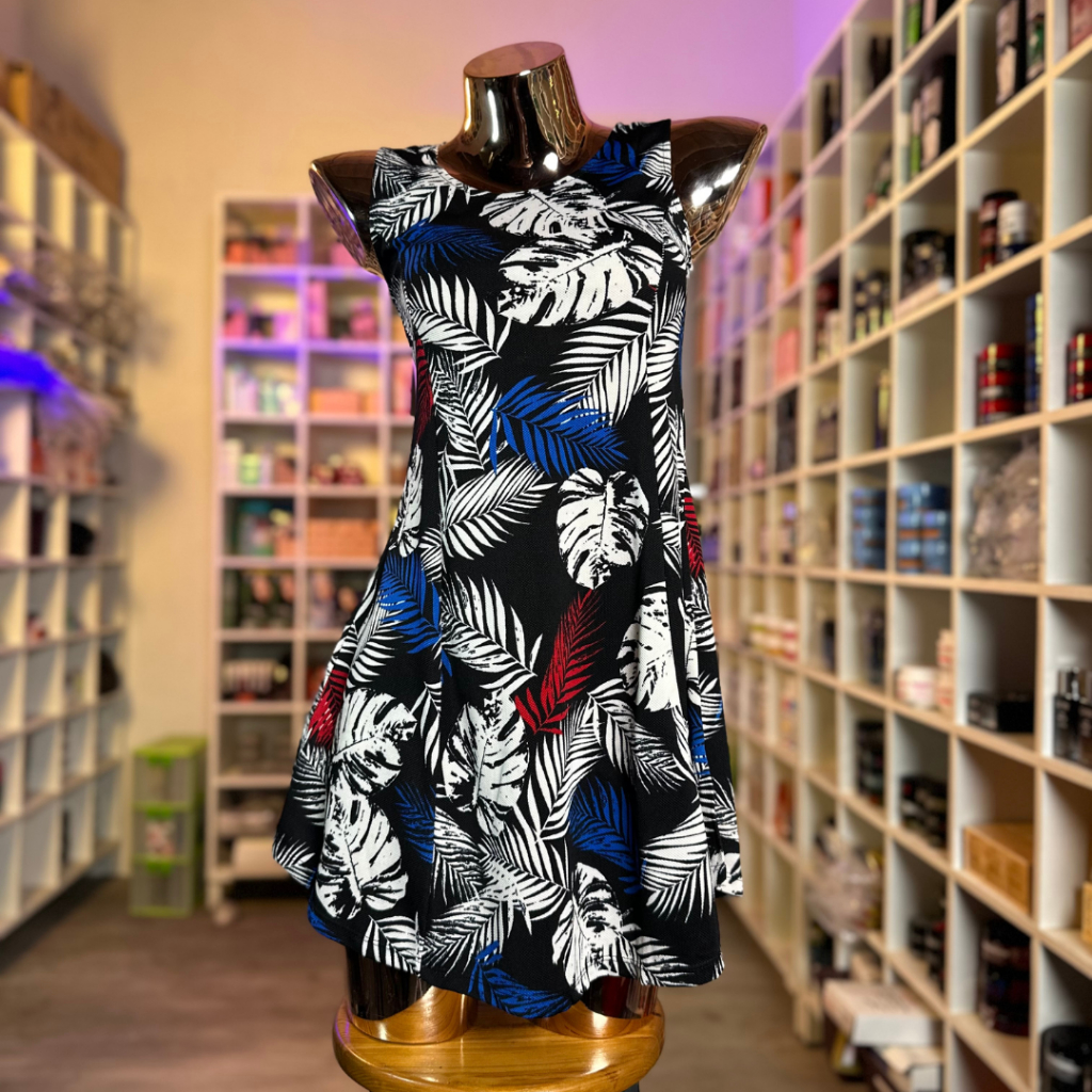 Ningrum - มินิเดรสแขนกุด Motif - เดรสคุตุนกัน - ชุดเดรสเข้ารูป kuttung - เดรสทรงเอ BL017