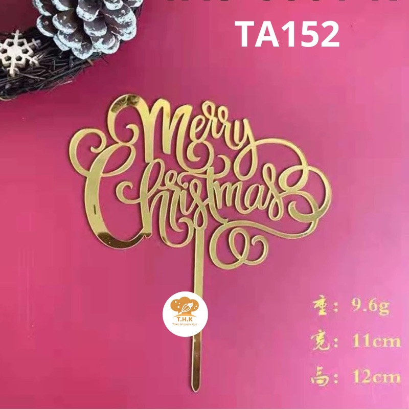 TA152 - สุขสันต์วันคริสต์มาสเค้กอะคริลิค Topper เค้ก Pick ตกแต่ง