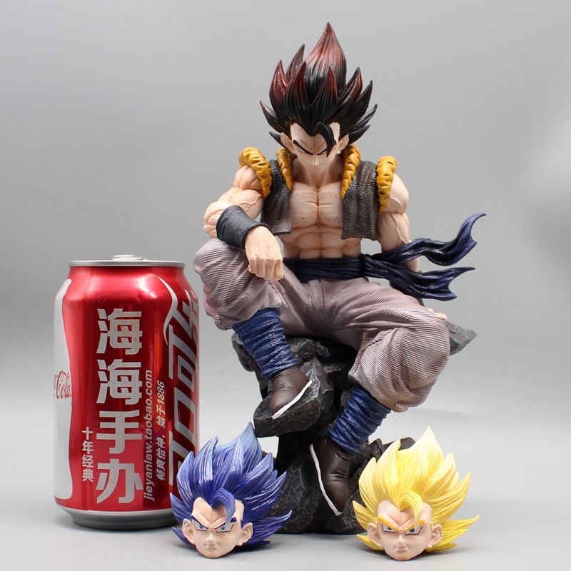 Action Figure Anime Dragon Ball Gogeta นั่งบนหิน 3 หัว Gk นั่ง PVC Collection