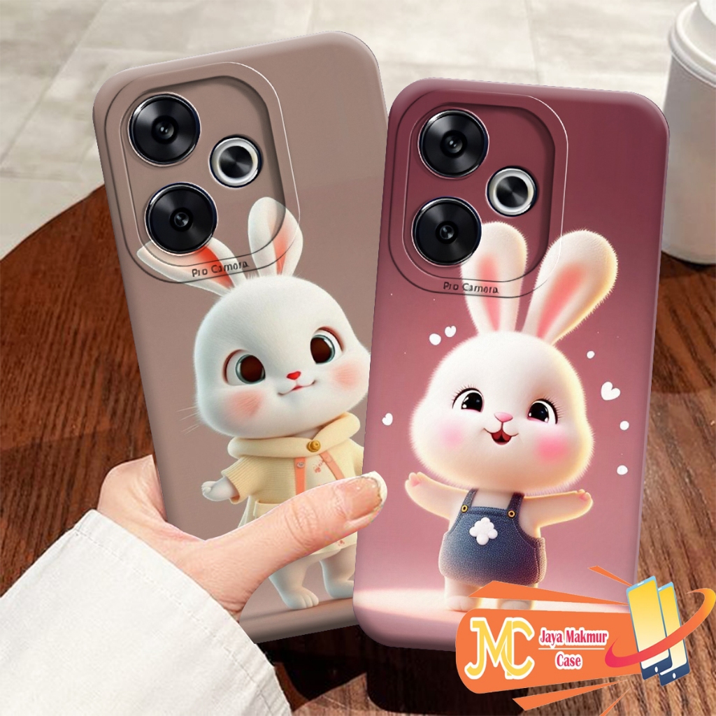 HP Softcase poco f6 2024 F5 F4 F3 x5 x5 pro X6 x6 pro m6 pro note 13 pro plus Cute Rabbit Motif - เค