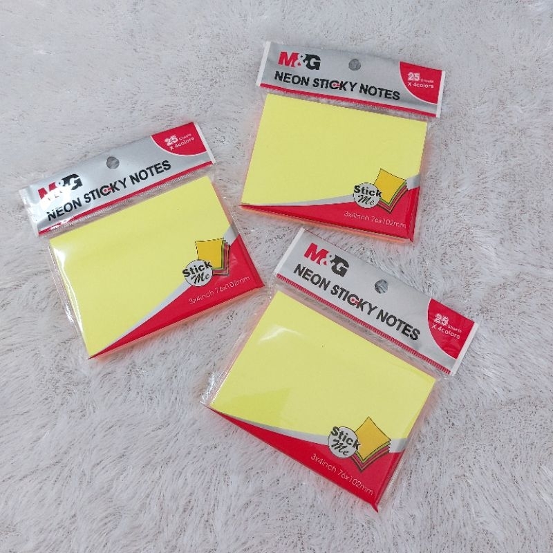 M&g Memo Paste Sticky Notes YS184 ขนาด 76x102mm 4 สีนีออน