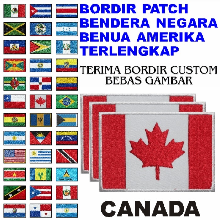 BET FLAG EMBROIDERY PATCH/ COMPLETE CANADA STATE AMERICAN FLAG