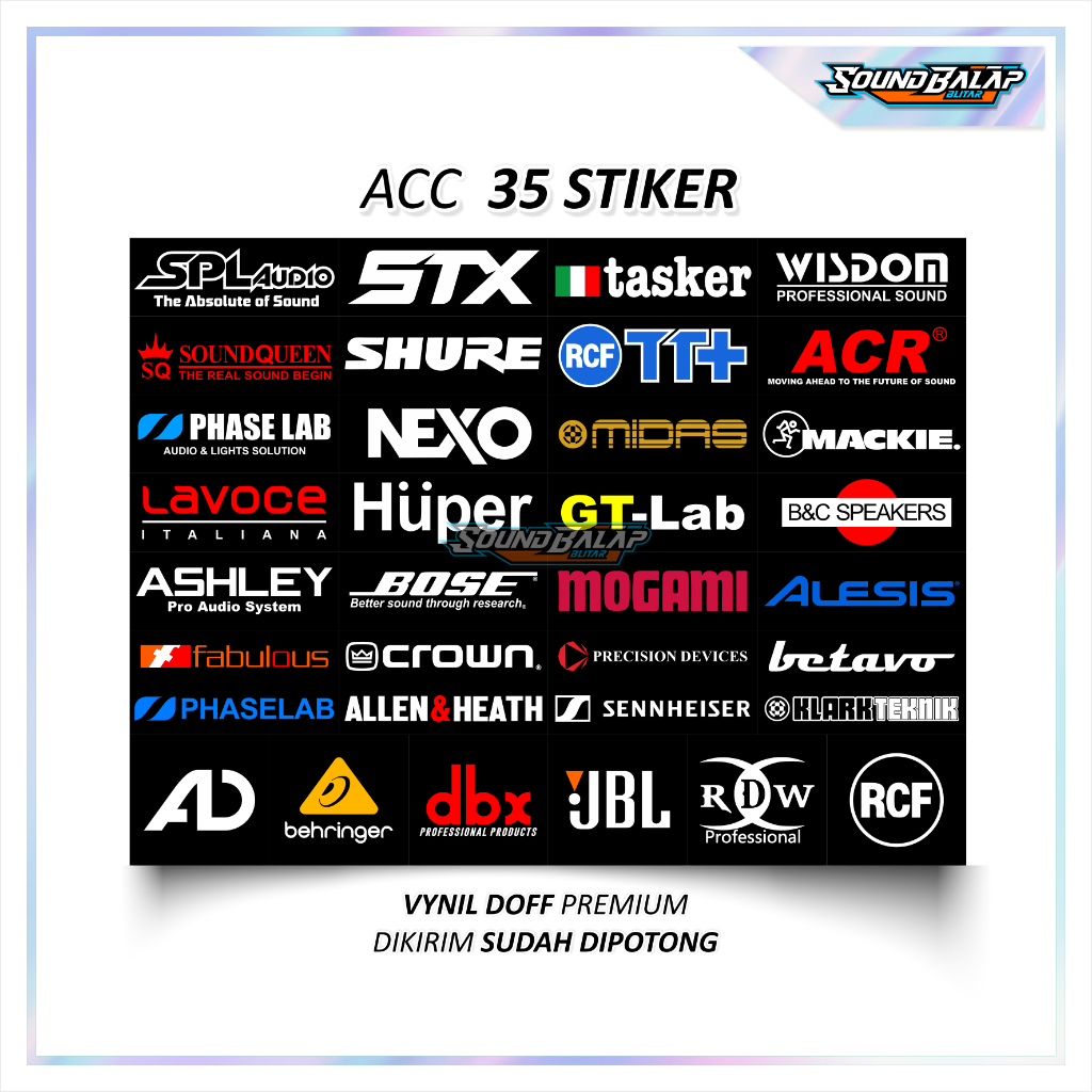 SOUND SYSTEM STICKERS CONTAIN 34 / 24 PREMIUM WATERPROOF VYNIL STICKERS || ASHLEY SPL RCF SPEAKER POWER MIXER