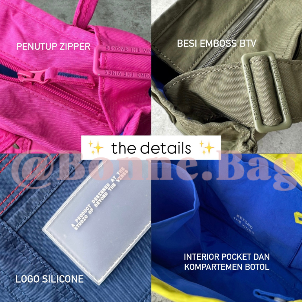 Btv CarryAll Nylon Medium Tote Zipper Zipper Laptop Bag Work College Office Waterproof Long Strap คุณภาพสูง