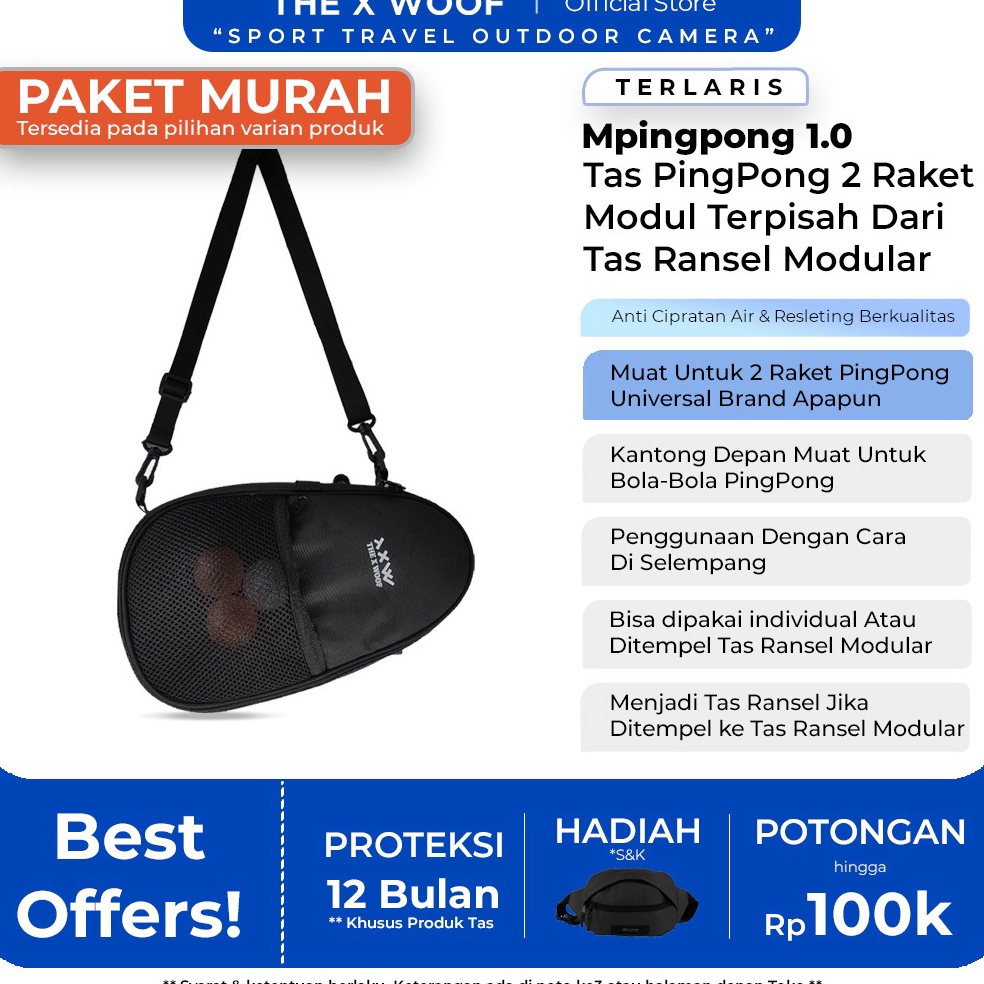 ราคาที่เป็นมิตร Pingpong Racket Bag 2 Bet Bat Anti-Splash Table Tennis Racket Bag X Woof Mpingpong
