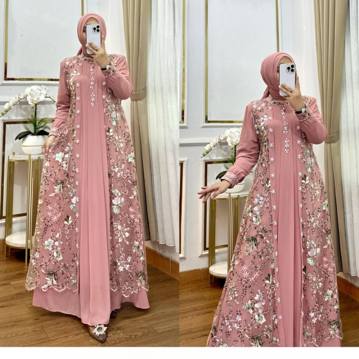 ล่าสุดผู้หญิง Gamis Kanaya ชุด BO Ceruty Babydoll ผ้าวัสดุ Full Puring Mix Brukat นูนกระเบื้องสวนเลื่อม Application ขนาด ML XL XXL หรูหราหรูหราชุดแต่งงาน Modern Muslimah เสื้อผ้าสี Mocca / Teraco / สีดํา /