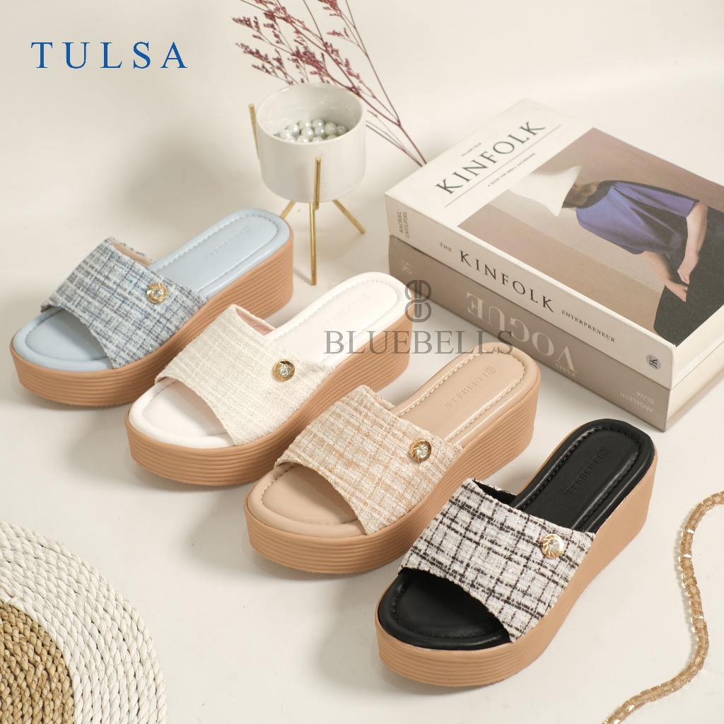 Bluebells TULSA รองเท้าแตะส้นเตารีดผู้หญิง 5 ซม.อินเทรนด์ (มีไซส์ 36-41)