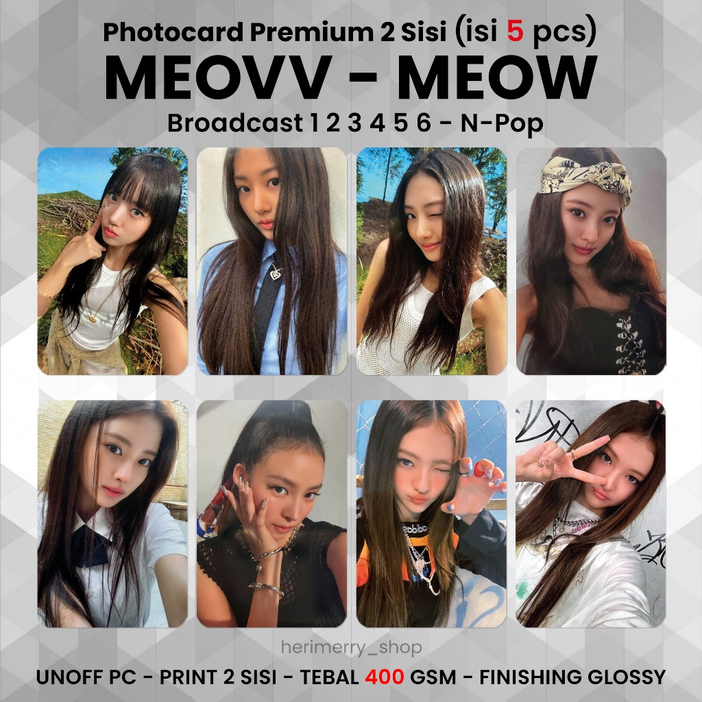 (5 ชิ้น) MEOVV MEOW Photocard - การ์ด PC Photocard พรีเมี่ยม 2 ด้าน Unofficial Kpop Merch