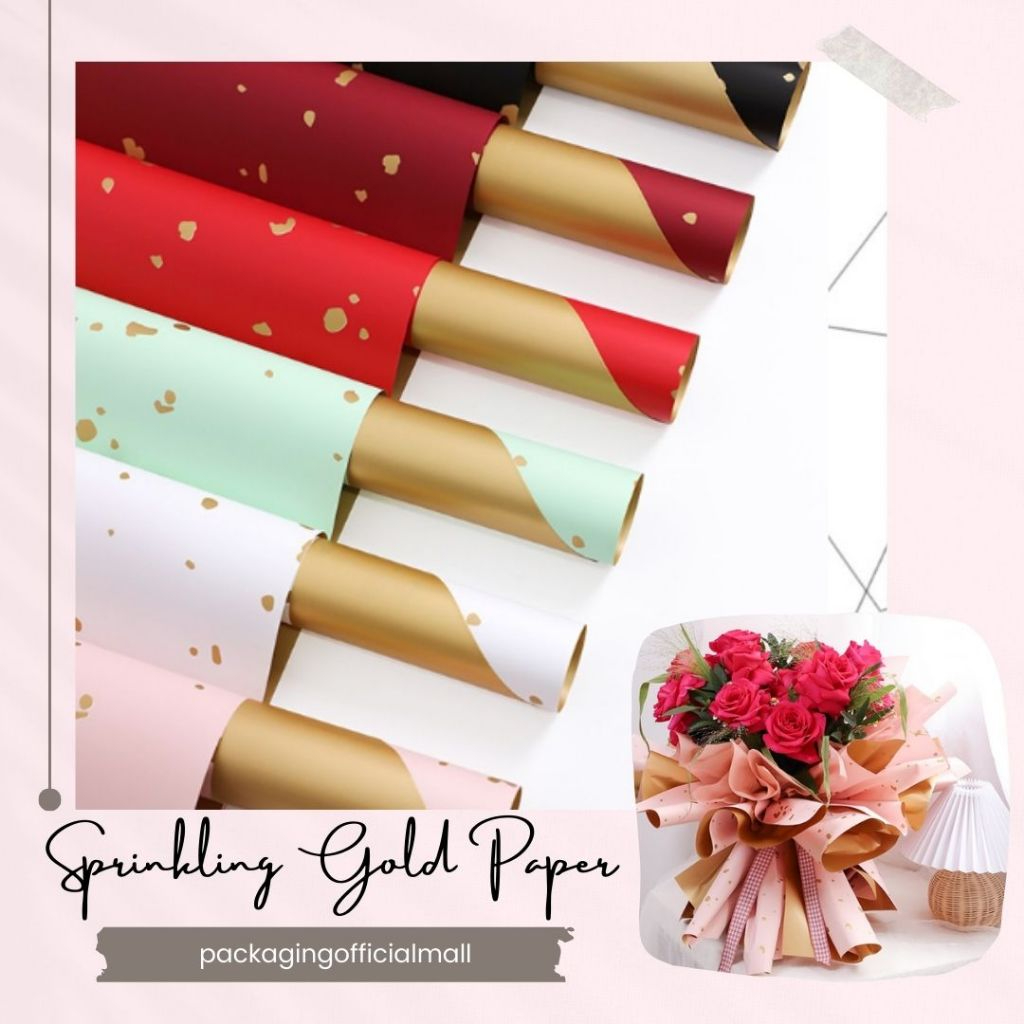 กระดาษทอง SPROINKLED / กระดาษฟอยล์ / กระดาษดอกไม้ / กระดาษ BOUQUET / WRAPPING WRAPPER