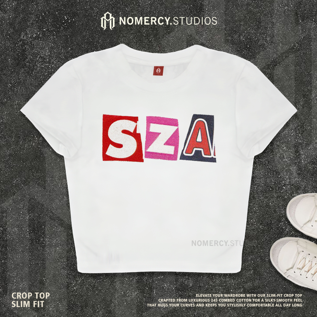 KATUN NORACY.STUDIOS - CROP TOP SZA FONT COLOR | วงดนตรีโลหะ ROCK MUSIC | GRUNGE CROPTOP สีขาว SKENA