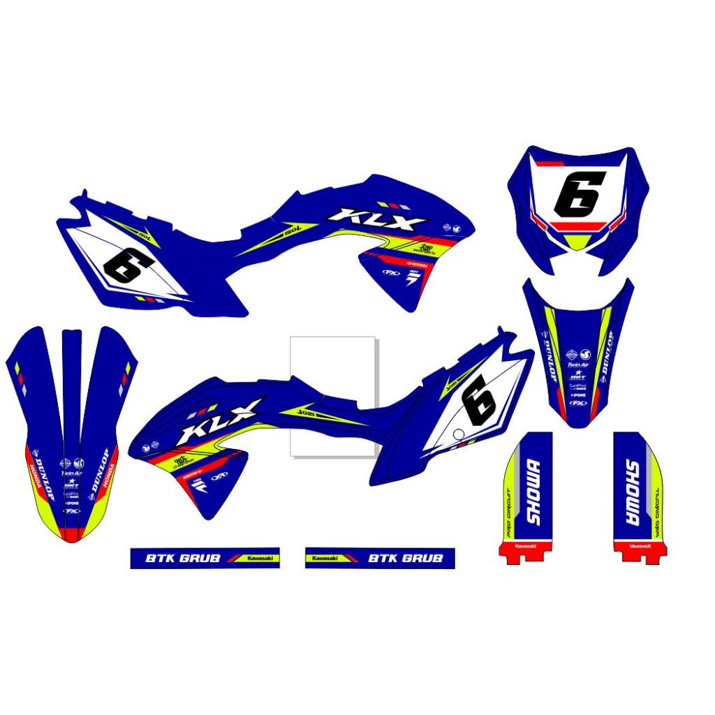 สติกเกอร์รูปลอก KLX 150 BF Decal Striping สติกเกอร์มอเตอร์ KLX Bf สติกเกอร์ Klx 150 BF CUSTOM BLUE