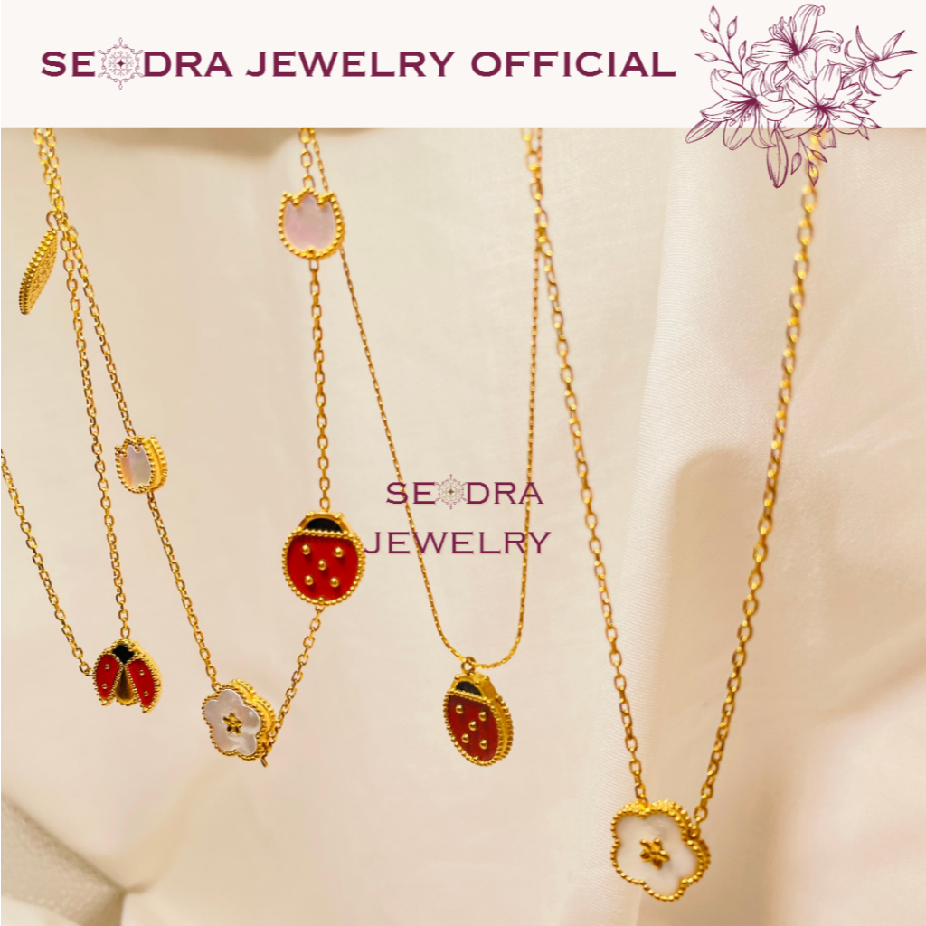 SEODRA • VC 18K Gold Plated Lady Bug Ladybug Necklace • Reversible Beetle Necklace Jewelry • Aesthetic Rust-Resistant • Luxury Ladybug Pendant Necklace
