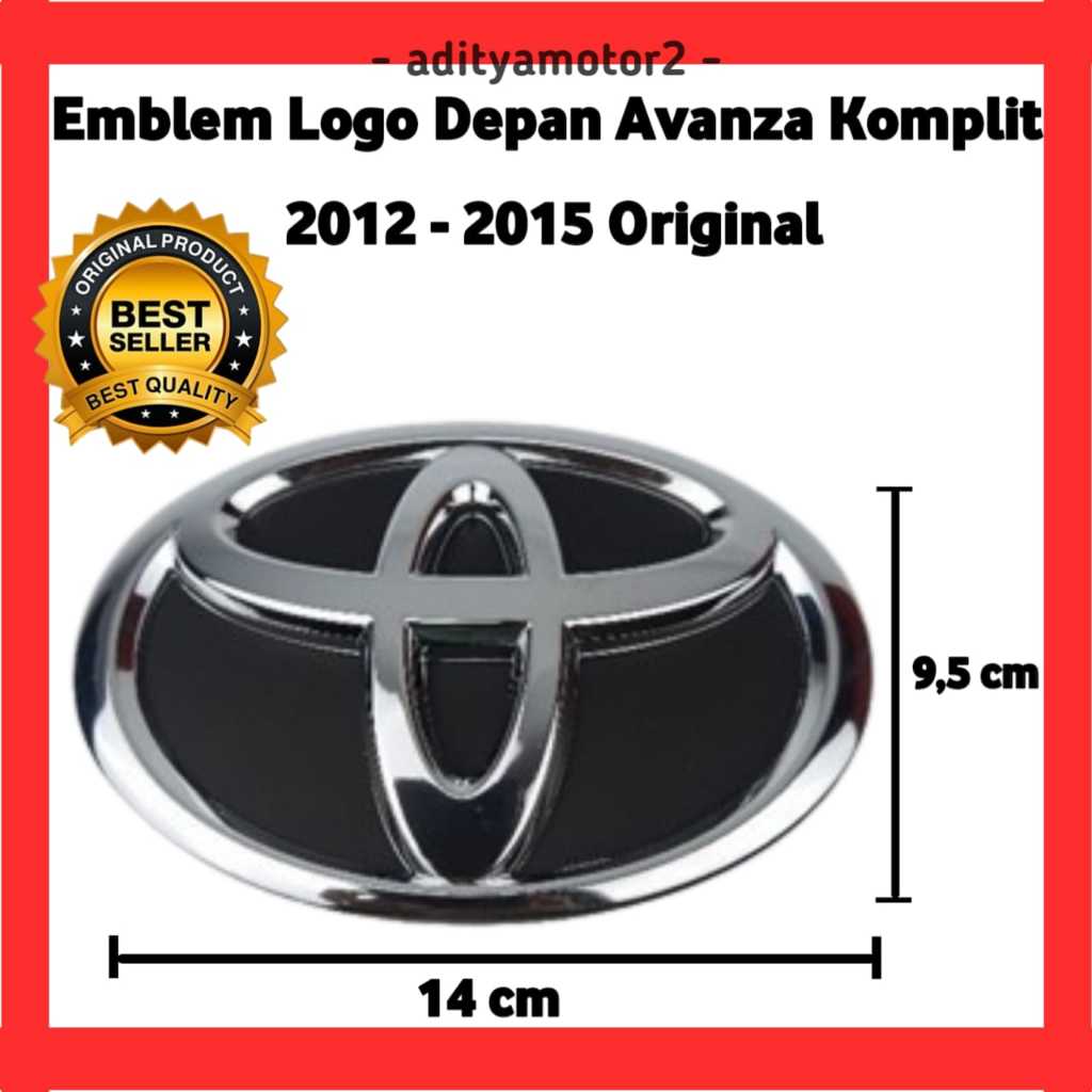 ป้ายสัญลักษณ์โลโก้ Avanza 2012-2015 FRONT ดั้งเดิมหมายเลข 75312-BZ070 สูง 9.5 ซม. กว้าง 14 ซม