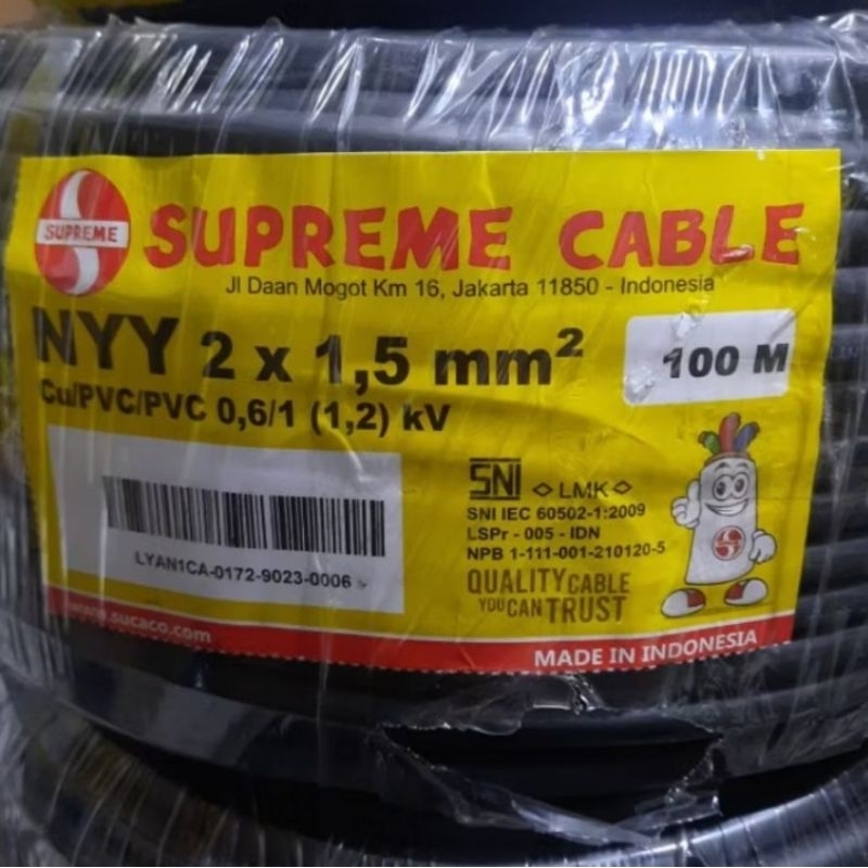 Hitam สาย Supreme nyy 2x1.5 มม. สายไฟสีดํา