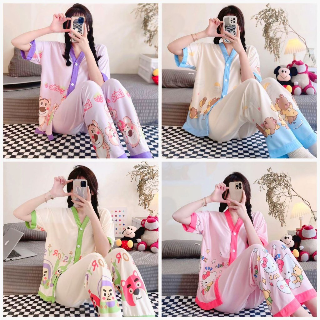 Gloryshop88 ชุดนอนคอปก ชุดนอน busui ชุดนอนแขนสั้น CPK ชุดนอนสตรี ชุดนอนสําหรับผู้หญิง/วัยรุ่น