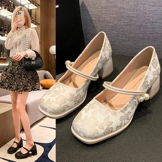 Sepatu High Heels Hak Tahu Chunky Tinggi 5cm Kantor Wanita Hitam Strappy Tali Kerja Kantor Pesta Terbaru Kekinian Tumit Guru Dansa Pengantin Wedding Import Mary Janes Fashion Block Heel Platform Shoes Kondangan Simple Elegan - Ukuran 35 36 37 38 39 40