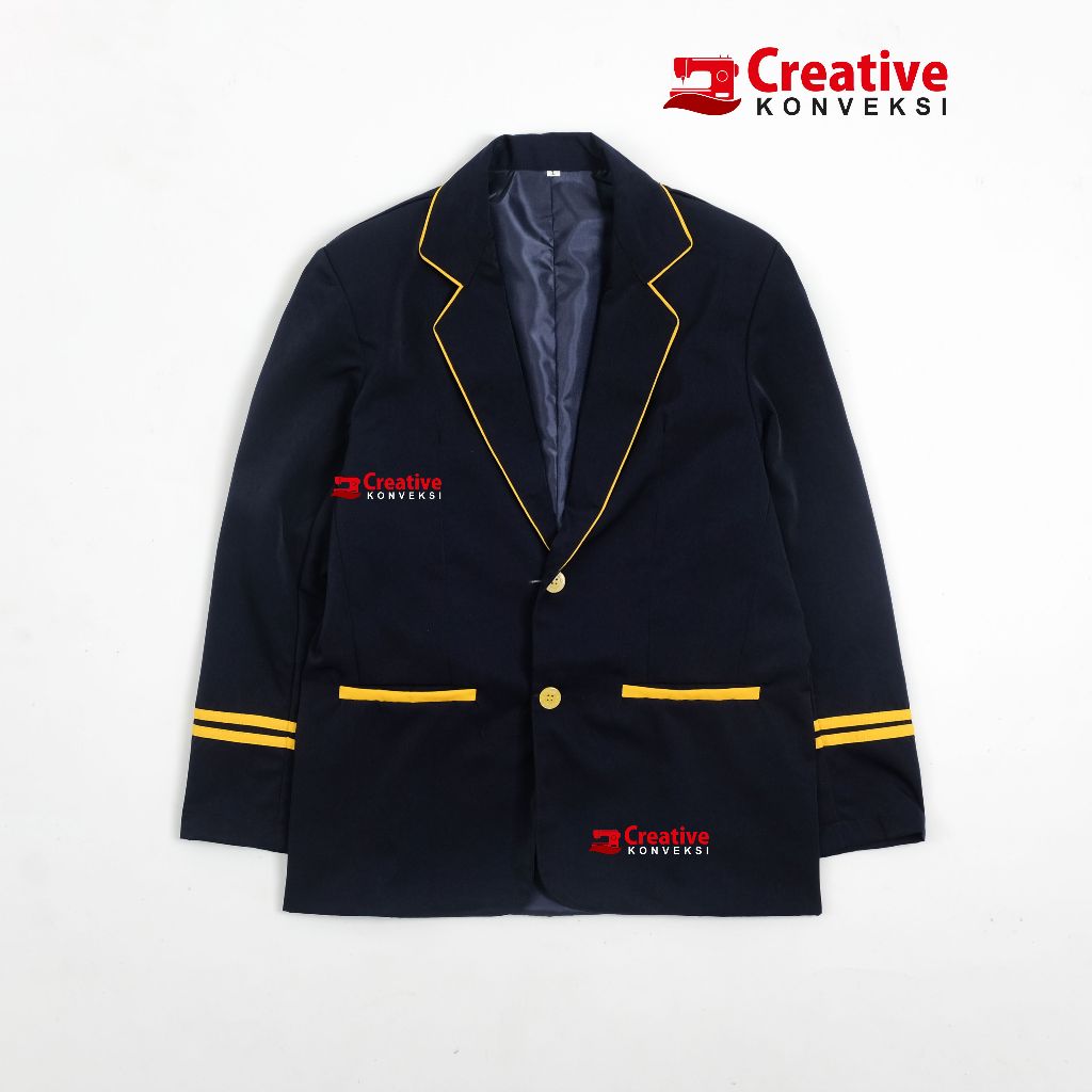 ALMA MATER JACKET OSIS SMP SMA NAVY BLUE พร้อมขอบเหลือง School, OSIS, มหาวิทยาลัย, โรงเรียนขึ้นเครื่