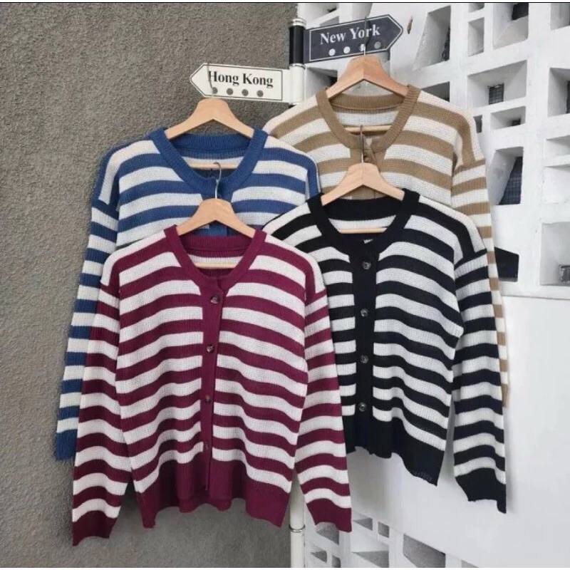 Rosalinda KNITWEAR STRIPE CARDIGAN KNITTED SWEATER KNITTED CARDIGAN