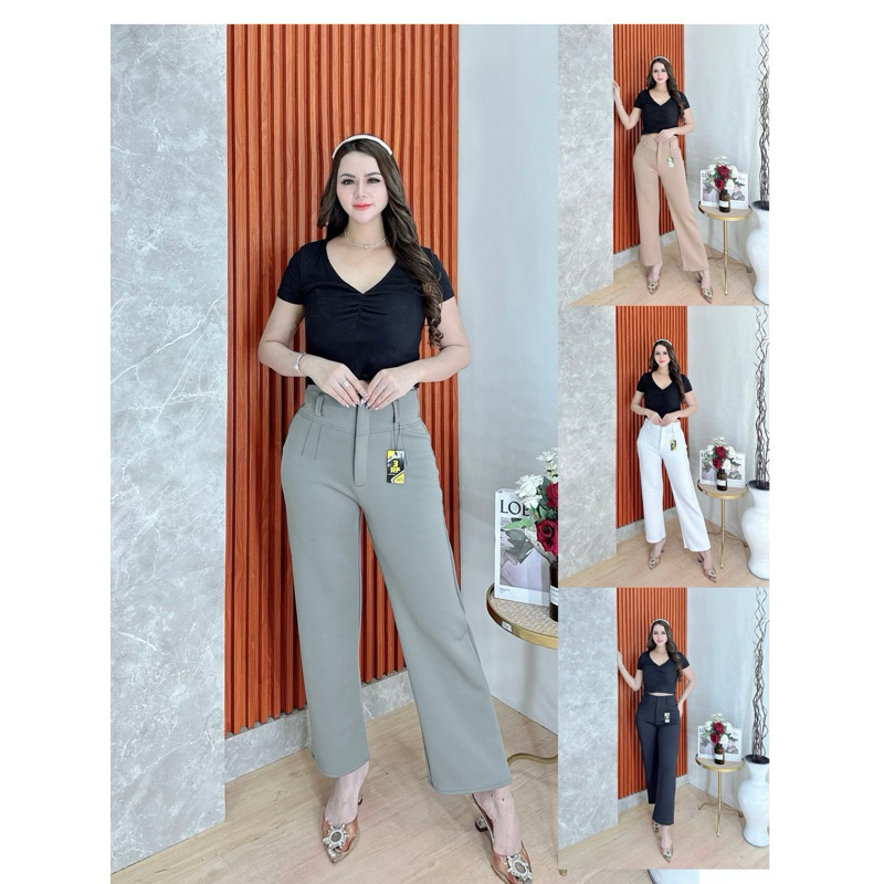 REVA- pants เข็มขัดคาดเอวลึก