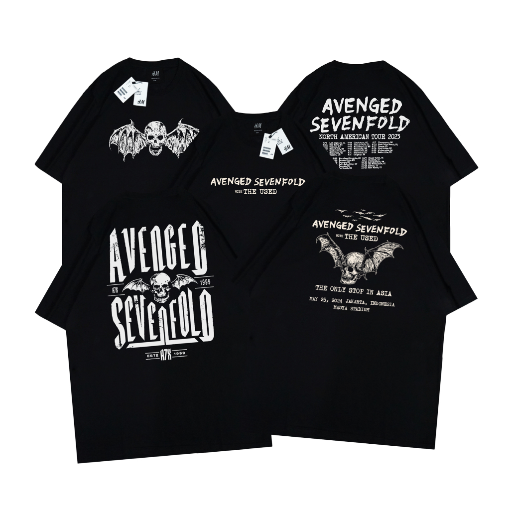 AVENGED SEVENTFOLD CLASSIC TOUR BASIC เสื้อยืดวงสีดํา A7X