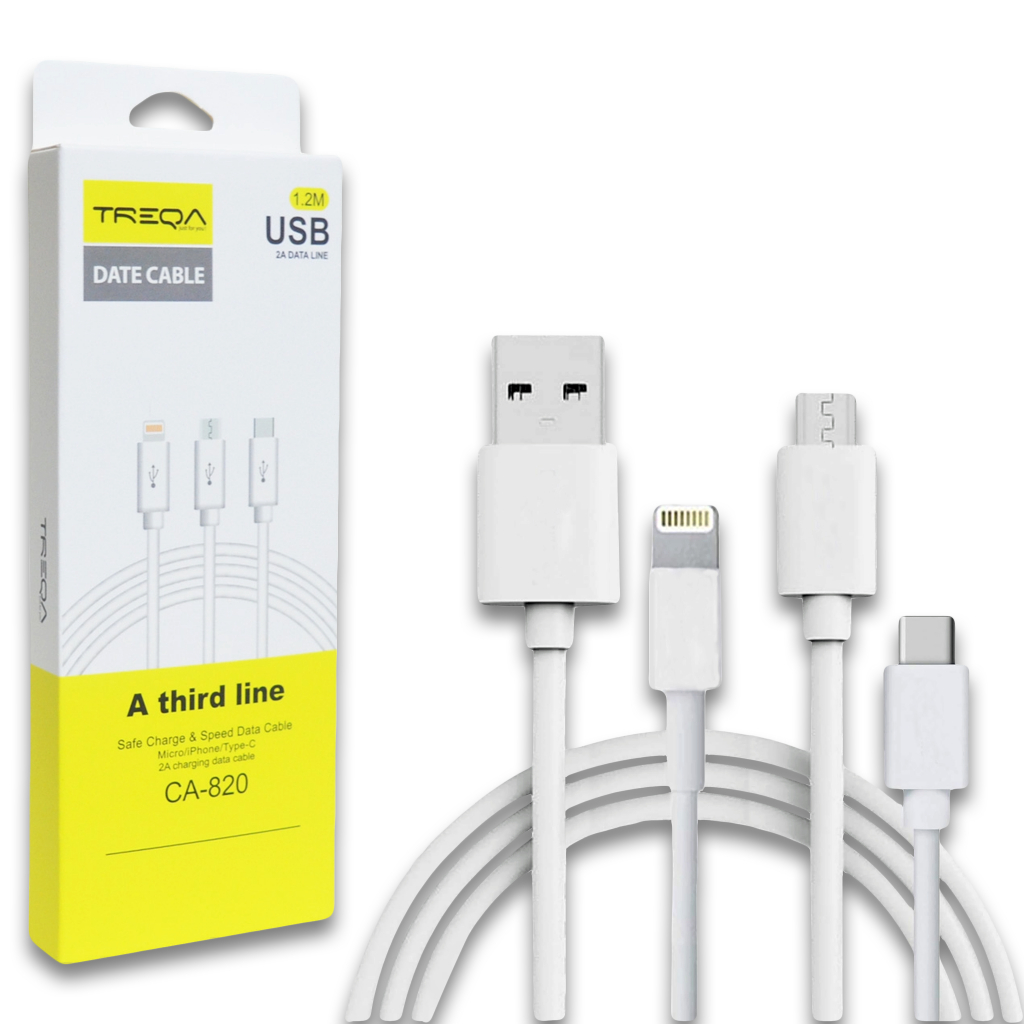 CABLE CHARGER TREQA CA-820 3 IN 1 1.2M