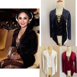 Set Kebaya Bludru Kutu Panjang Polos Atasan Kebaya Beludru Jadi Baju Kebaya Modern Kutubaru Adem Melar Strait Pakaian Tradisional Daerah Jawa Bali Kalimantan Papua Aceh Palembang Baju Couple Prewed Foto Prewedding Pesta Kondangan Wisuda Anak Sekolah Guru